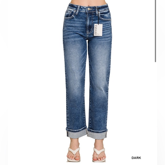 Zenana Outfitters Denim - 111 🇺🇸 Zenana CUFFED STRAIGHT DENIM PANTS